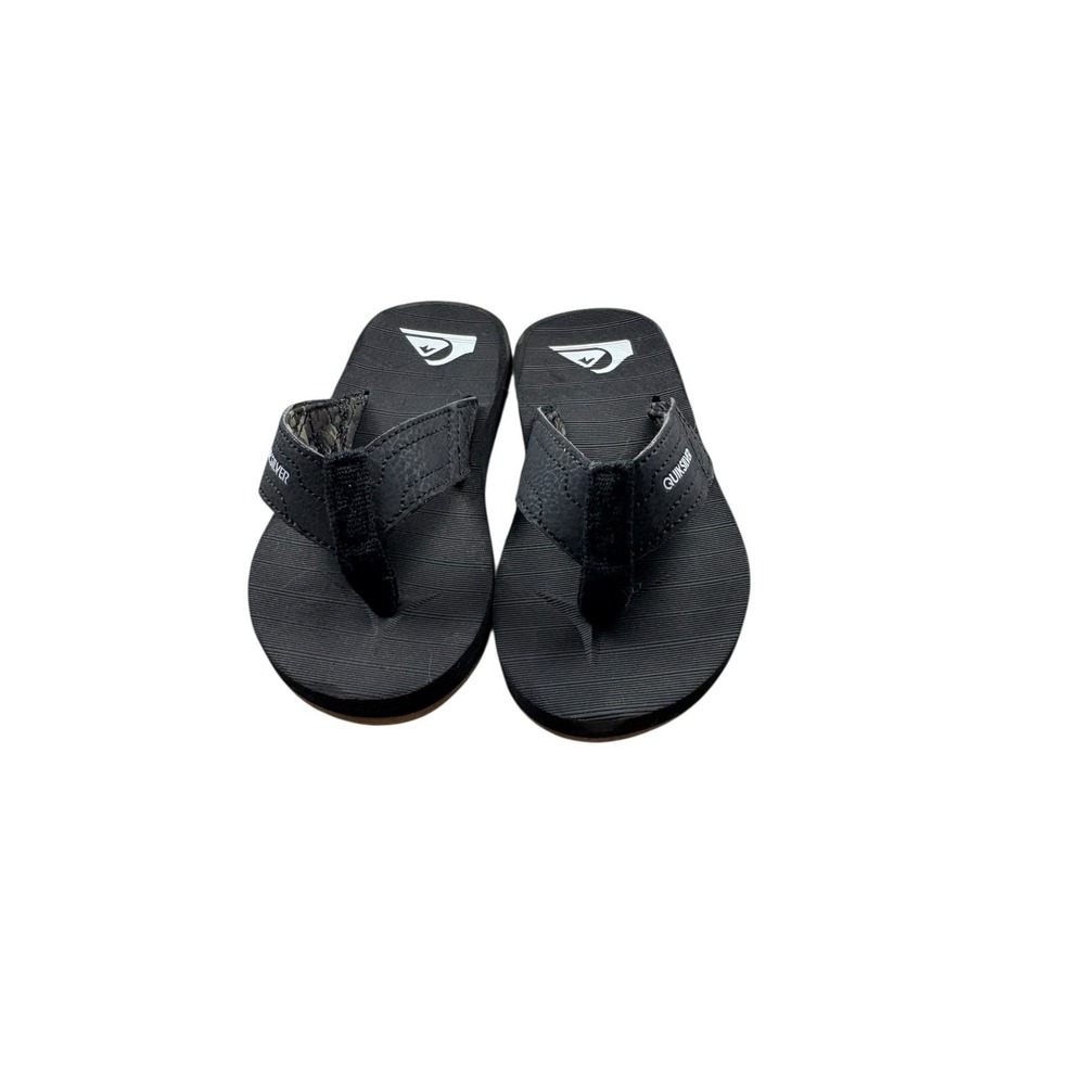 Quiksilver Boys Black Flip Flops Youth Sandals Size 7 Adjustable‎ Strap